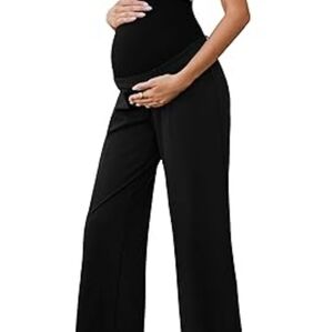 Women's Black Maternity Wide-Leg Pants Size S